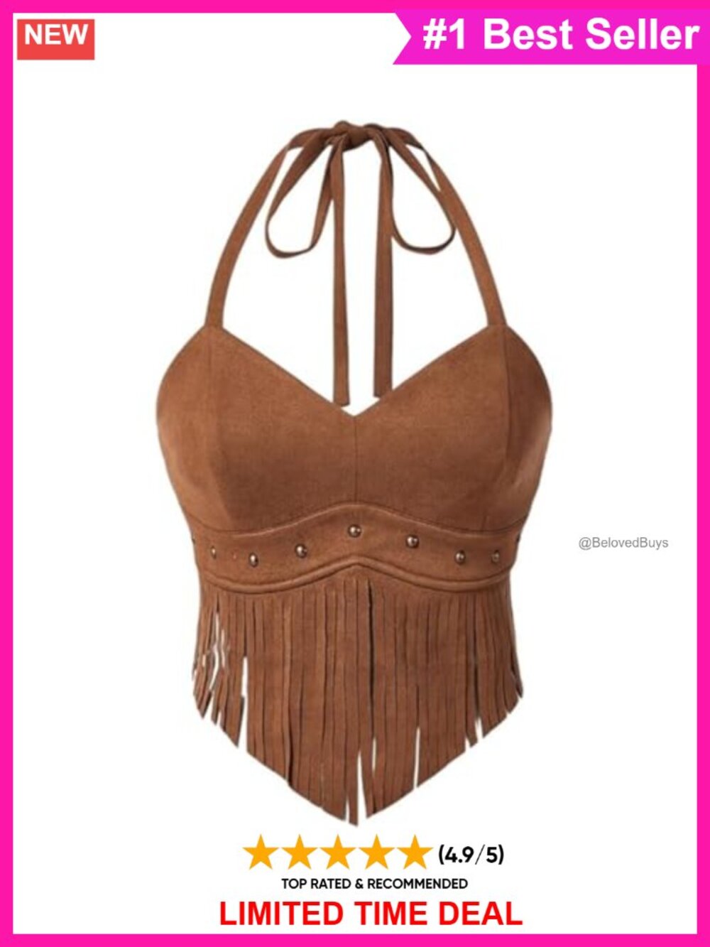 Fringe Western Cowgirl Halter Tank Top Tassel Country Concert